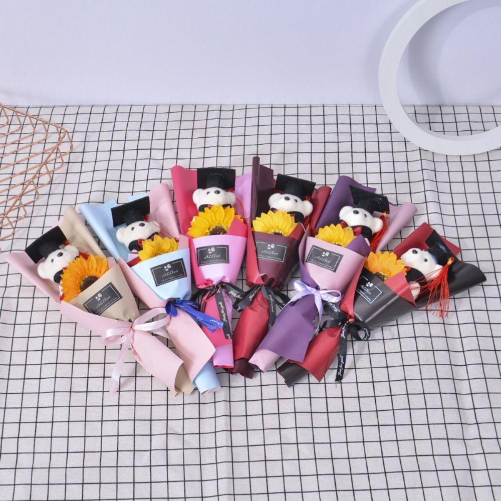 Plush Bear Bear Plush Bouquet Cartoon Doctoral Bear Toy Graduation Bear Bouquet  Birthday Party