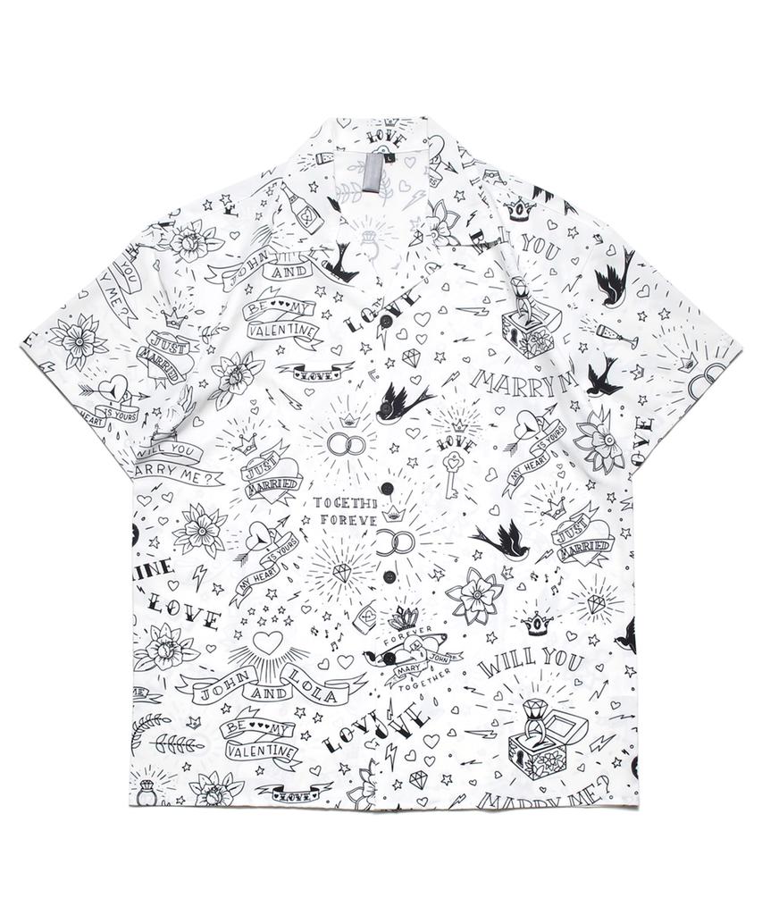 ROCKPSYCHO Tattoo Short Sleeve Shirt - White