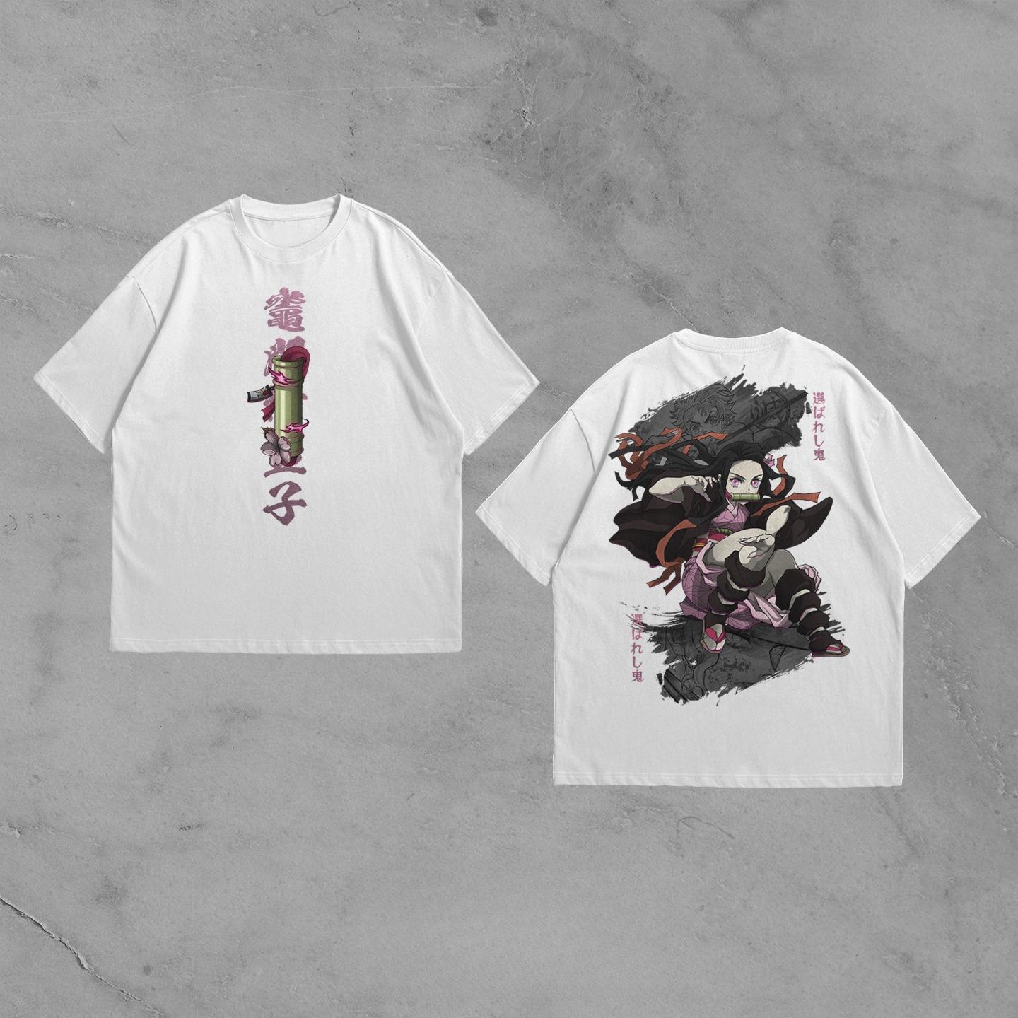 

2026 Summer Demon Slayer Anime Nezuko Kamado Printed Loose Shortsleeved Pure Cotton Childrens Tshirt Tide Unisex Casual Y2k S