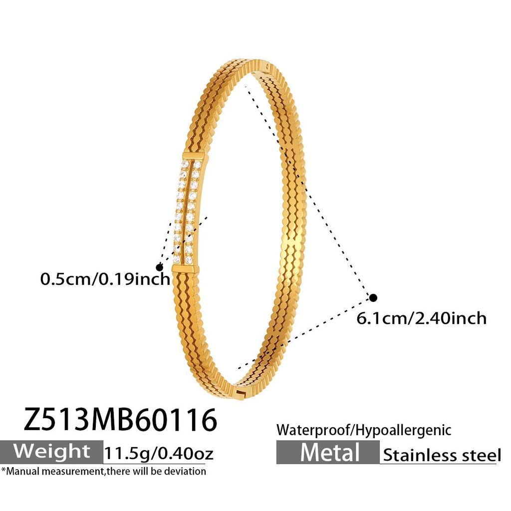 Sada geometrických zirkonových náramků pozlacená 18K zlatem - Lehký luxus a elegantní design