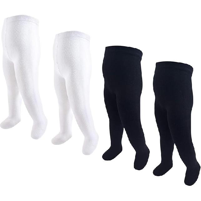 Hudson Baby baby-girls Cotton Rich Tights 2-4T черный белый