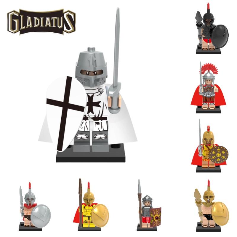 Premium Plastikbausteine Spielzeug X0164 Antike Römische Spartanische Kreuzfahrer Figuren Set X643-650