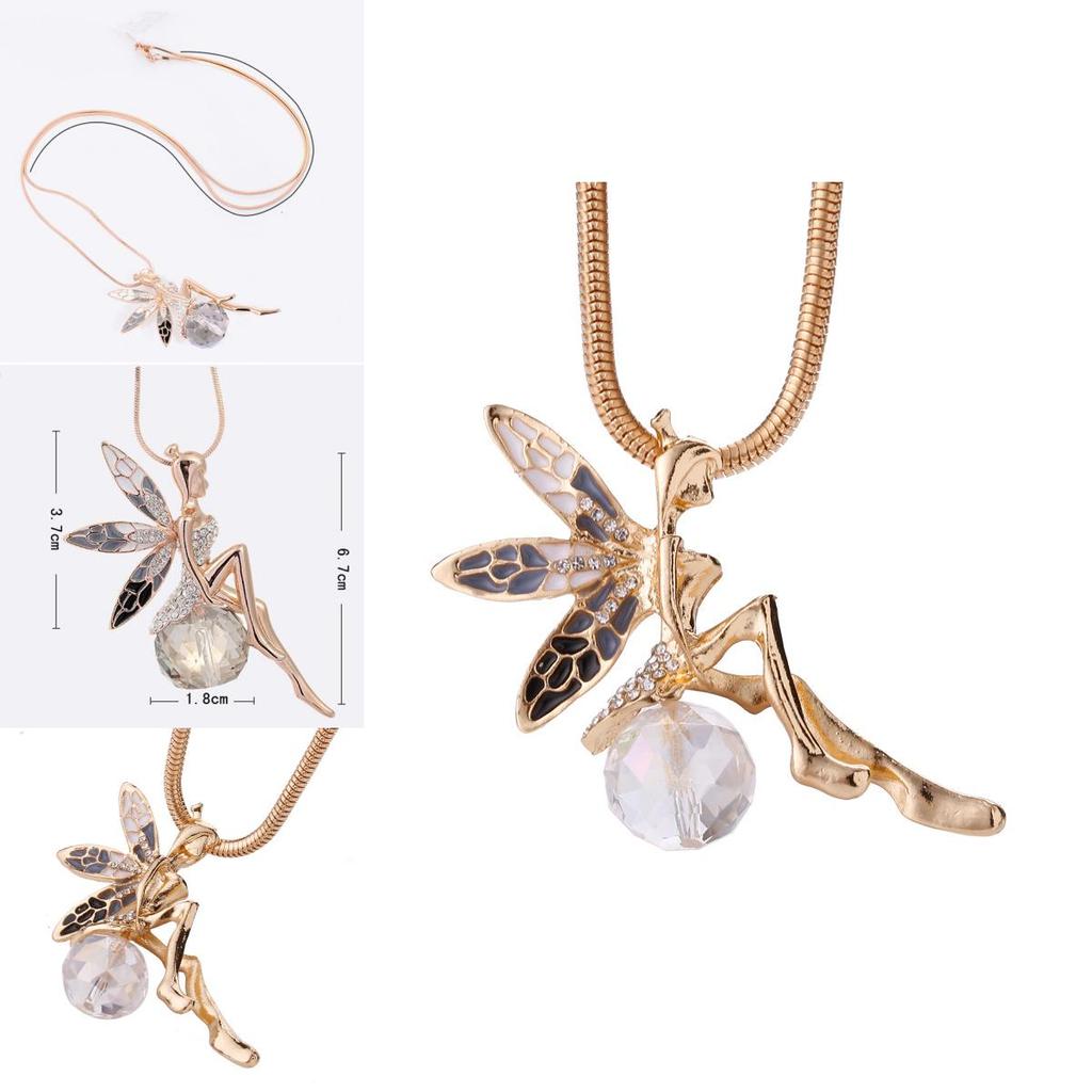 Floral Angel Wing Necklace Alloy Fashion Jewelry Stylish Accessory Gift For Her Birthday Wedding