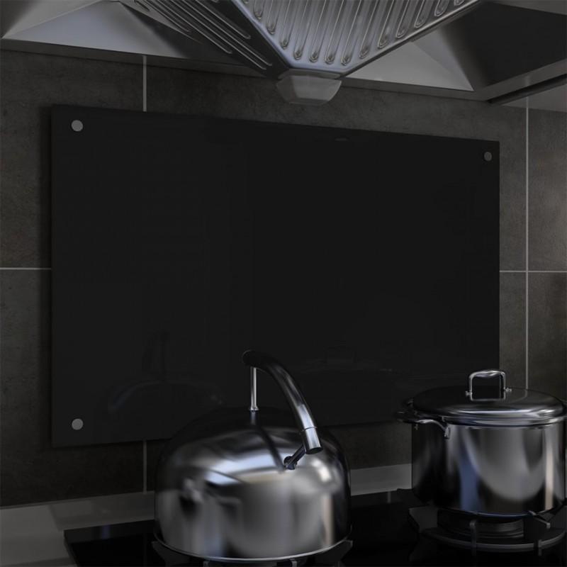 Day and Night - Day and Night Kitchen Splash Protection Black Tempered Glass 80x50 Cm