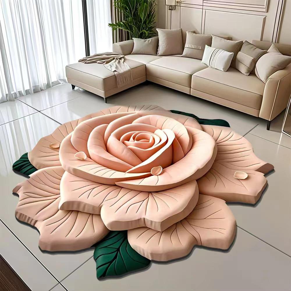 

3D Цветочный Ковер Бытовой Абсорбирующий Коврик для Пола Противоскользящий Грязеотталкивающий Легкий в Уходе Коврик для Пола 60*60cm