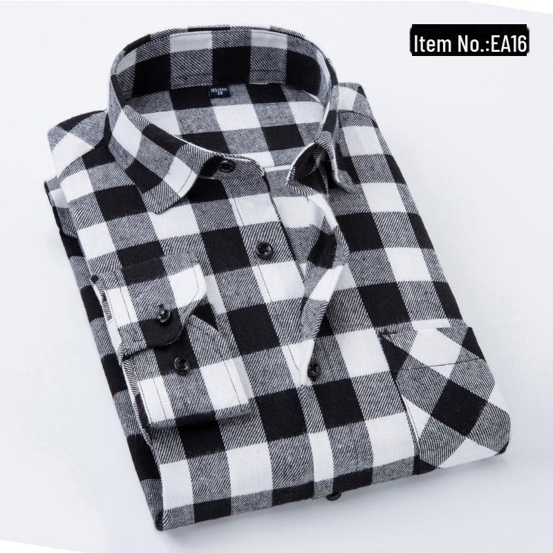 Men's Vintage Plaid Lapel Shirt Jacket - Long-Sleeve Casual Wear for Spring and Autumn