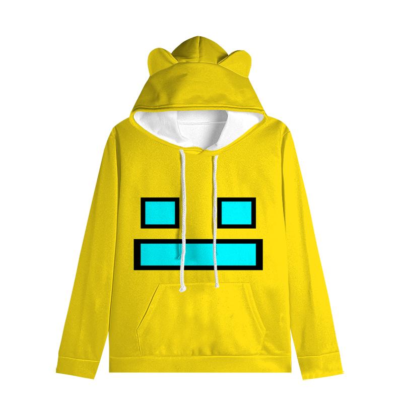 Dětská mikina Angry Geometry Dash pro chlapce Dívčí mikina Harajuku Streetwear Hip Hop Kawaii Cat Ear Pullover s kapucí