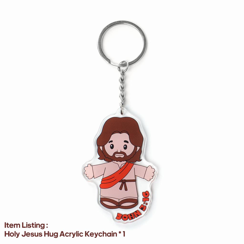 Cartoon Jesus Umarmung Plüschtier mit Schlüsselanhänger-Dekoration Nachttisch Sofa Kissen Weihnachtsgeschenk Weiche Plüschpuppe für Kind Geschenk