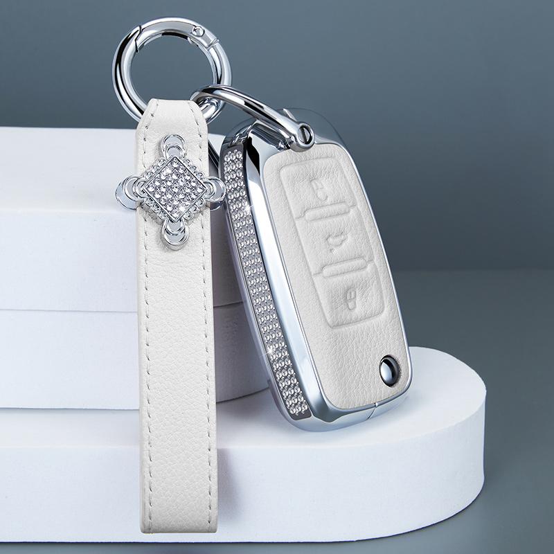 

Diamond Alloy Car Flip Key Case Cover for Volkswagen Bora Polo Tiguan Jetta Passat B5 B6 Golf Beetle Skoda Octavia Seat Leon A