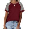 2026 Spring/Summer New Round Neck Color Block Short Sleeve Women's T-Shirt Top