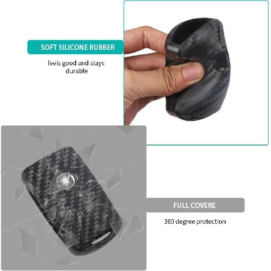 2Pcs 4 Buttons Silicone Rubber Key Fob Cover Compatible With 2025 2024   Mazda 3 6 CX-3 CX-5 CX-9 CX-30 CX-50 CX-90 MX-5 Miata MX-30 EV Carbon Fiber