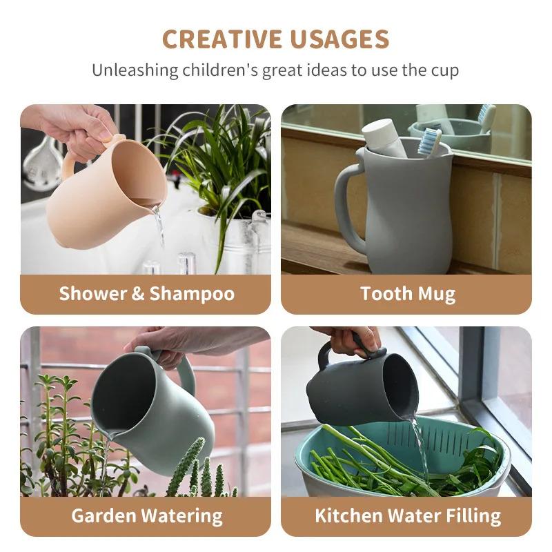 Tasse de Bain pour Bébé en Silicone Grande Capacité 1 Pièce Multicolore Tasse pour le Lavage des Cheveux Outil Polyvalent pour le Bain de Bébé