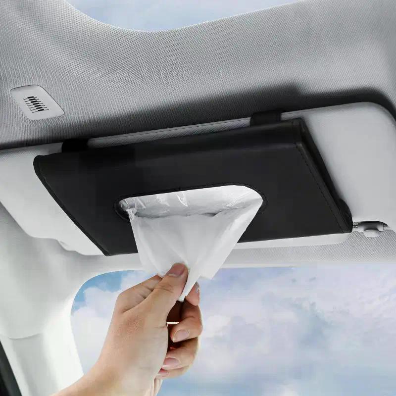 Car Sun Visor Tissue Box Holder - Auto Storage Tissue Dispenser & Decoration for Vehicle Interior Organization