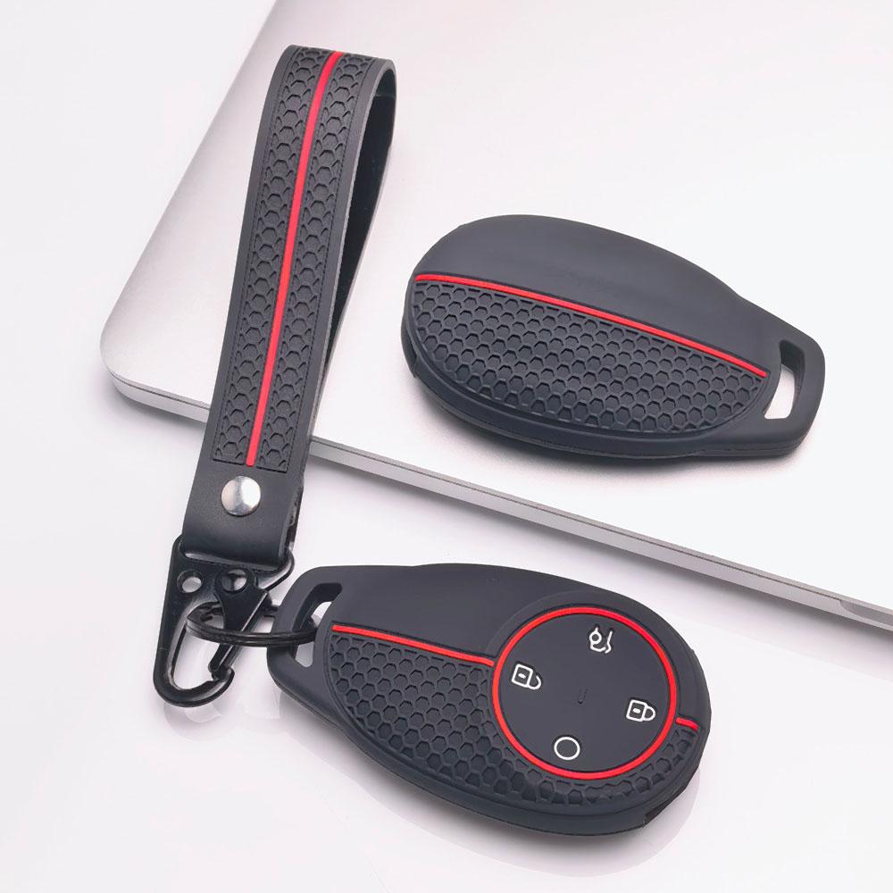 Premium Silicone Car Key Fob Cover For GAC AION S S Plus Y V LX Hyper With Keychain Soft Silicone Car Interior Accessories Anti-Scratch