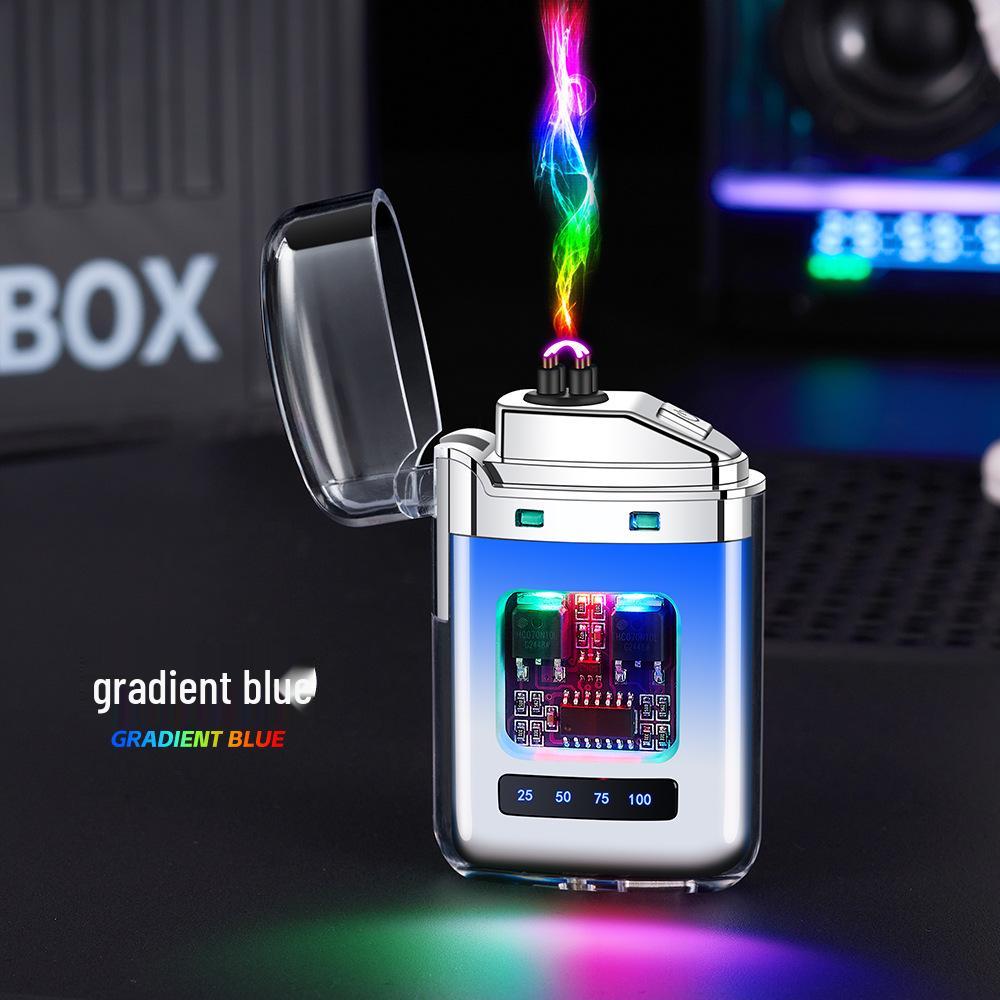 Transparent Gradient Electronic Pulse Windproof Double Arc Lighter Gift