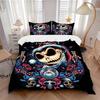 3pcs Christmas Skeleton Design Pattern Bedding Set,Soft and Comfortable, Suitable for Bedroom and Use.N017