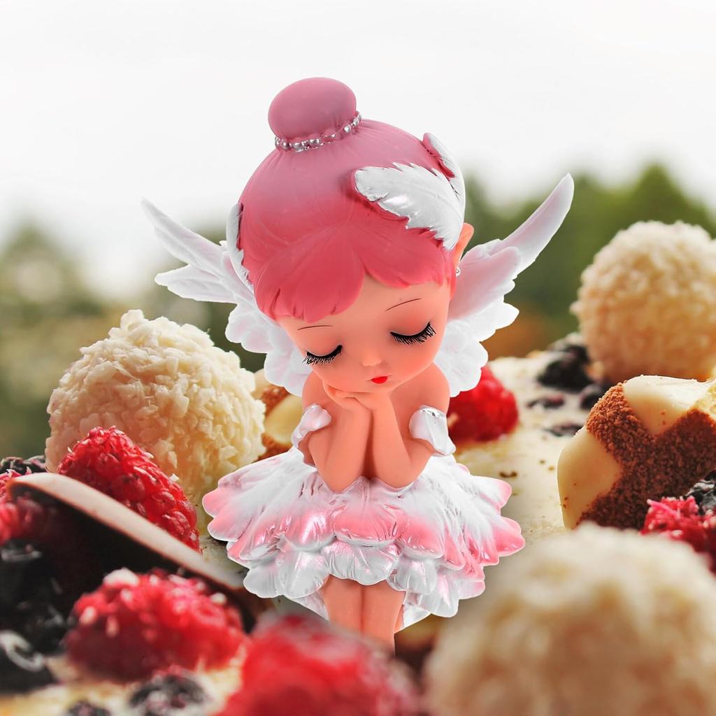 Luxshiny Girl Figurine Ballet Dancer Statue Art Sculpture Vinyl Angel Figure for Home Desk Car Cake Decoration