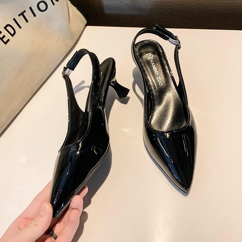 Large size women's shoes spring and summer new shoes pointed-toed stilettos buckle bag head empty sandals women