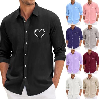 Men'S Casual Loose Fitting Long Sleeved Shirt Fashionable Lapel Shirt Top