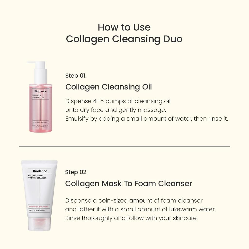 Biodance Collagen Cleansing Duo:Foam Cleanser & Cleansing Oil Set