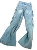 American Retro Multi-pocket Jeans Women Plus Size Street Vibe High Waist Wide Leg Casual Straight Pants Tide