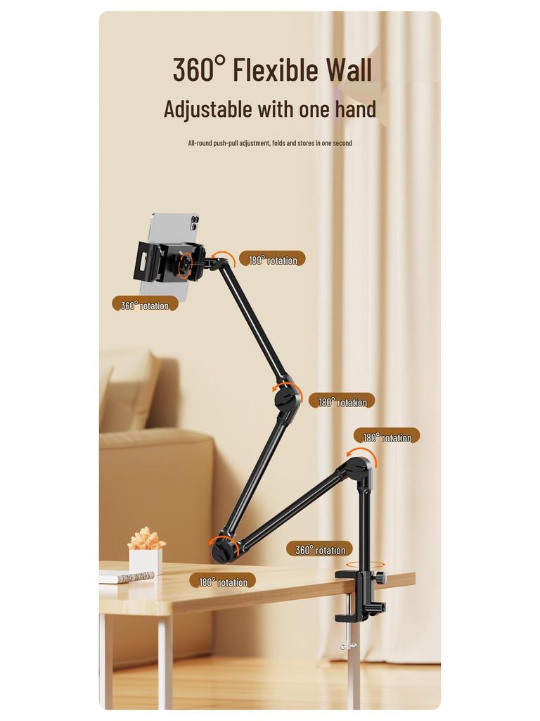 Adjustable 360° Rotating Metal Phone & Tablet Stand for Bedside or Desktop Use
