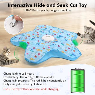Jouets pour Chat Interactifs Cache-Cache Jouet pour Chat avec Souris Qui Couine Mouvement Activé Plumes Mobiles Cachées Jouet Teaser pour Chaton