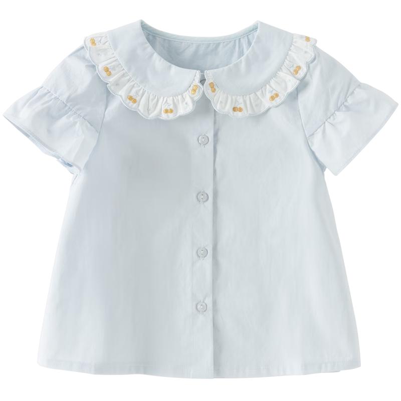 DAVE & BELLA Girls' Short Sleeve Cotton Shirt