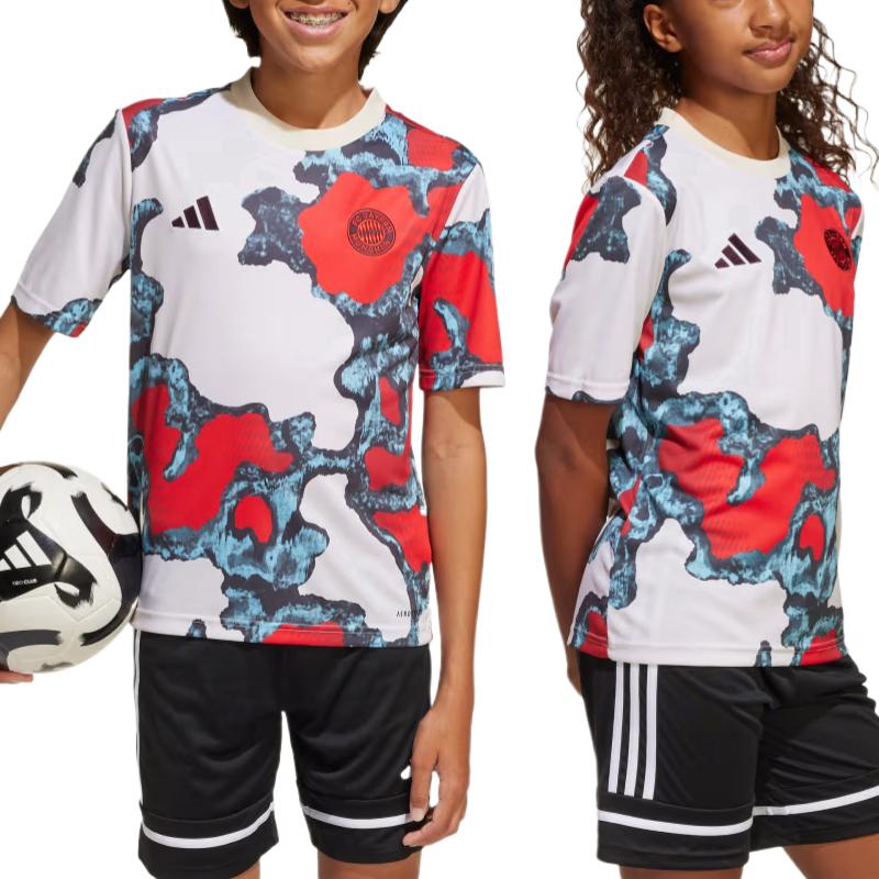 Adidas FC Bayern Soft Comfortable Graffiti T-Shirt Kids Tops White JE6774