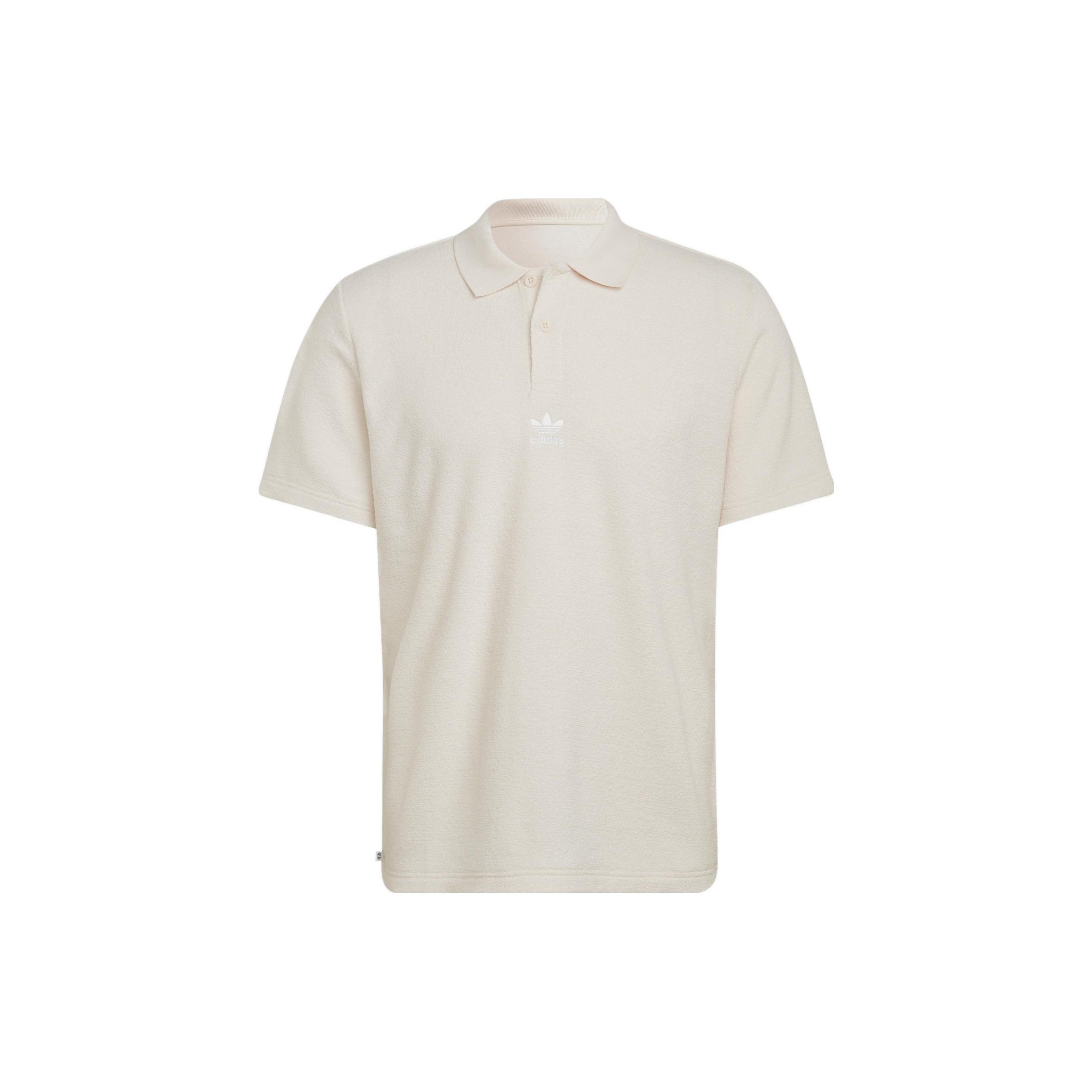Men s adidas originals Printing Brand Logo Solid Color Short Sleeve White Polo Shirt IB7723 S