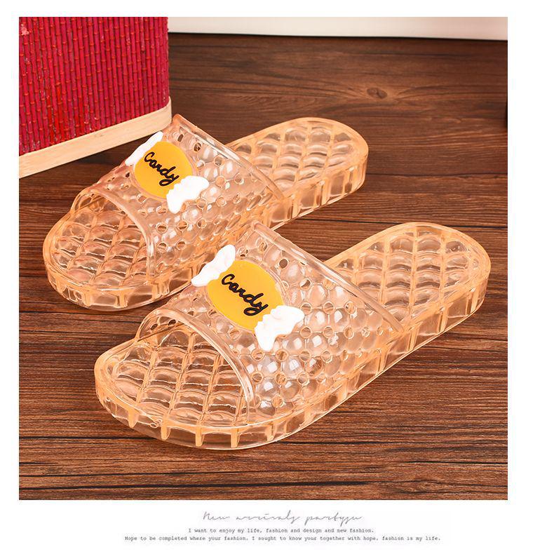 Women's Non-Slip Crystal Clear Mid-Heel Slippers - Comfortable & Foot-Friendly for Bathing & Home Use