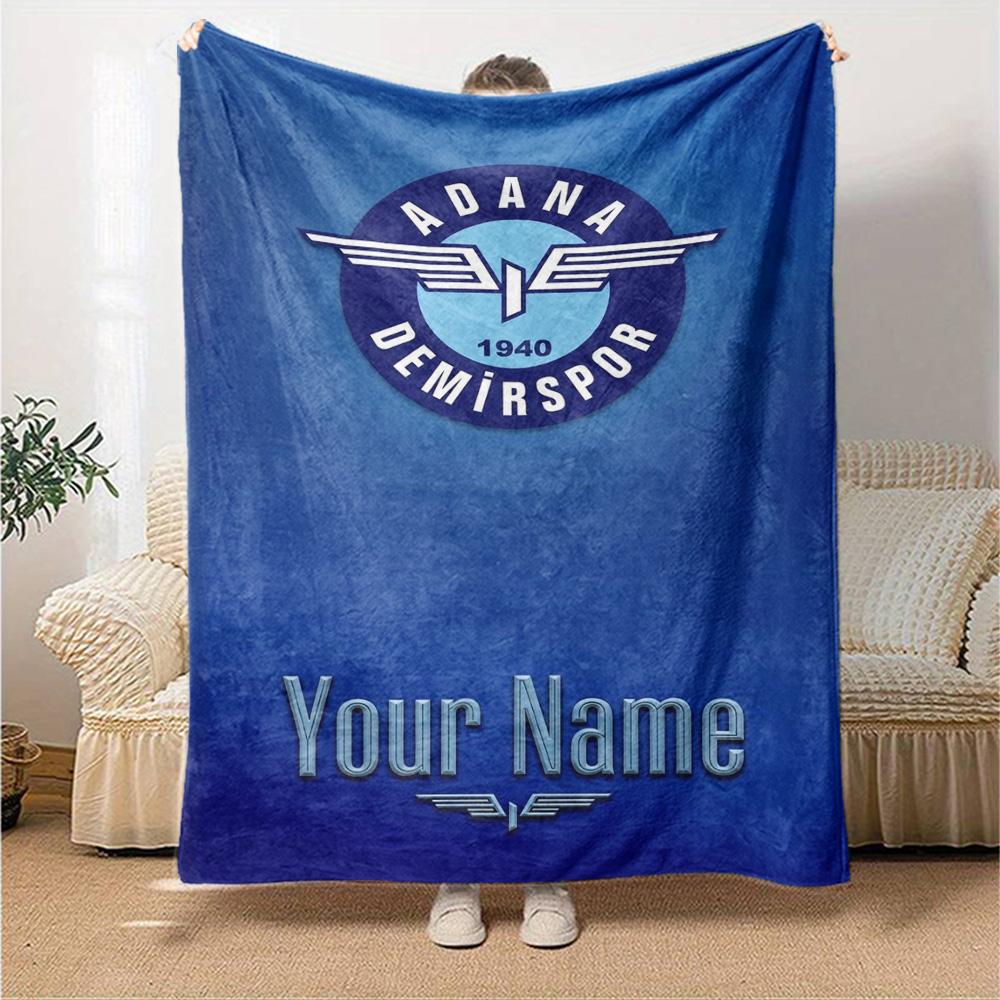 Name Custom Adana Demirspor Print Flannel Blanket High Quality Warm Comfortable Cover for All Seasons Perfect for Gifts Home Decor