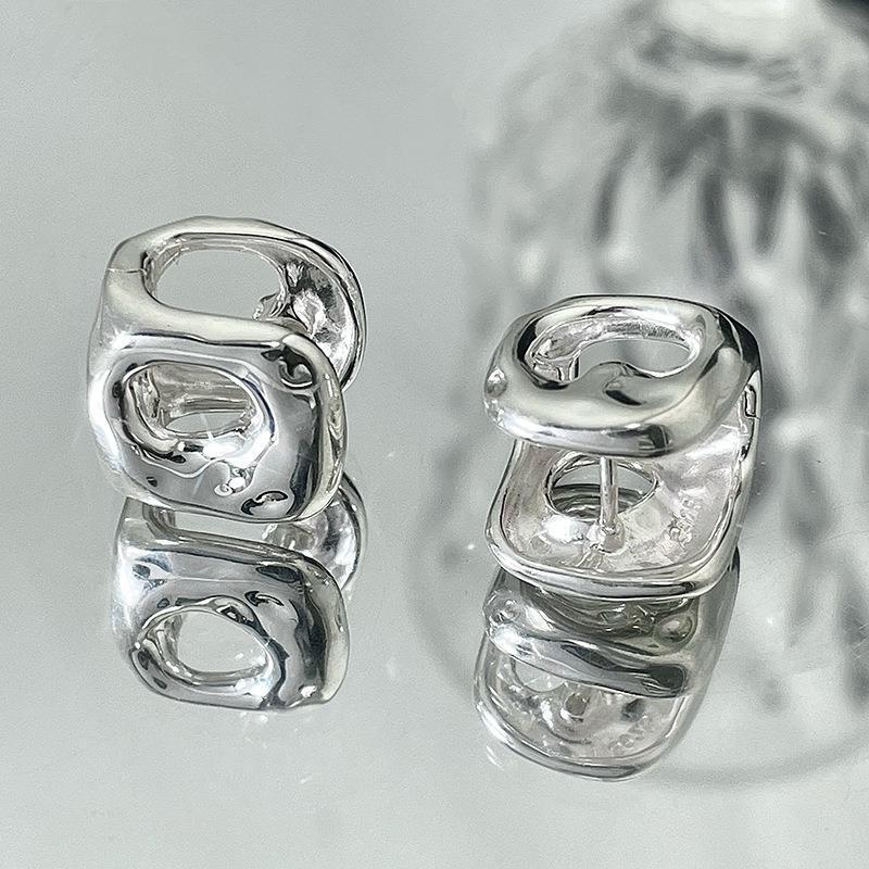 Retro Geometric Irregular Hollow Square Earrings: Unique Lava Style for Women
