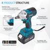 1/2 Inch Brushless Electric Impact Wrench 380 N.m Cordless Screwdriver Compatible Electric Wrench Power Tools For Makita Battery