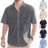 Herren Sommer Baumwolle Leinen Kurzarm Strickjacke Lässig Knopf Strand Urlaub Locker Hemd