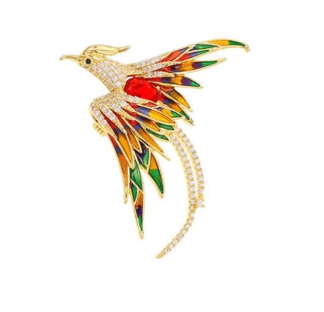 Inlaid Colored Diamond Peacock Brooch: Luxurious Retro Palace Style with Pearlescent Elegance