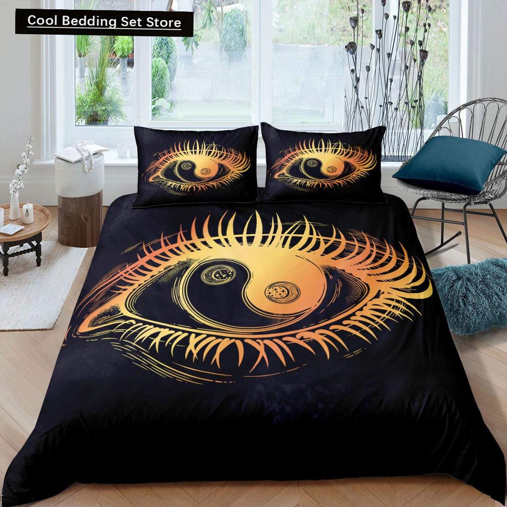 Yin Yang King Queen Duvet Cover Mandala Bohemian Bedding Set Retro Lotus Tai Chi Bagua Comforter Cover Chinoiserie Quilt Cover