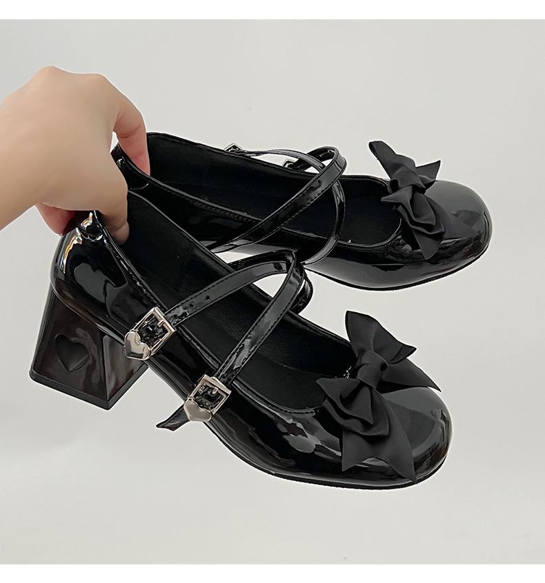 

Французские туфли Мэри Джейн с круглым носком на высокой платформе розового цвета с легким ароматом, женские летние 2025, новые, под юбку, одинарные туфли 35 чёрный