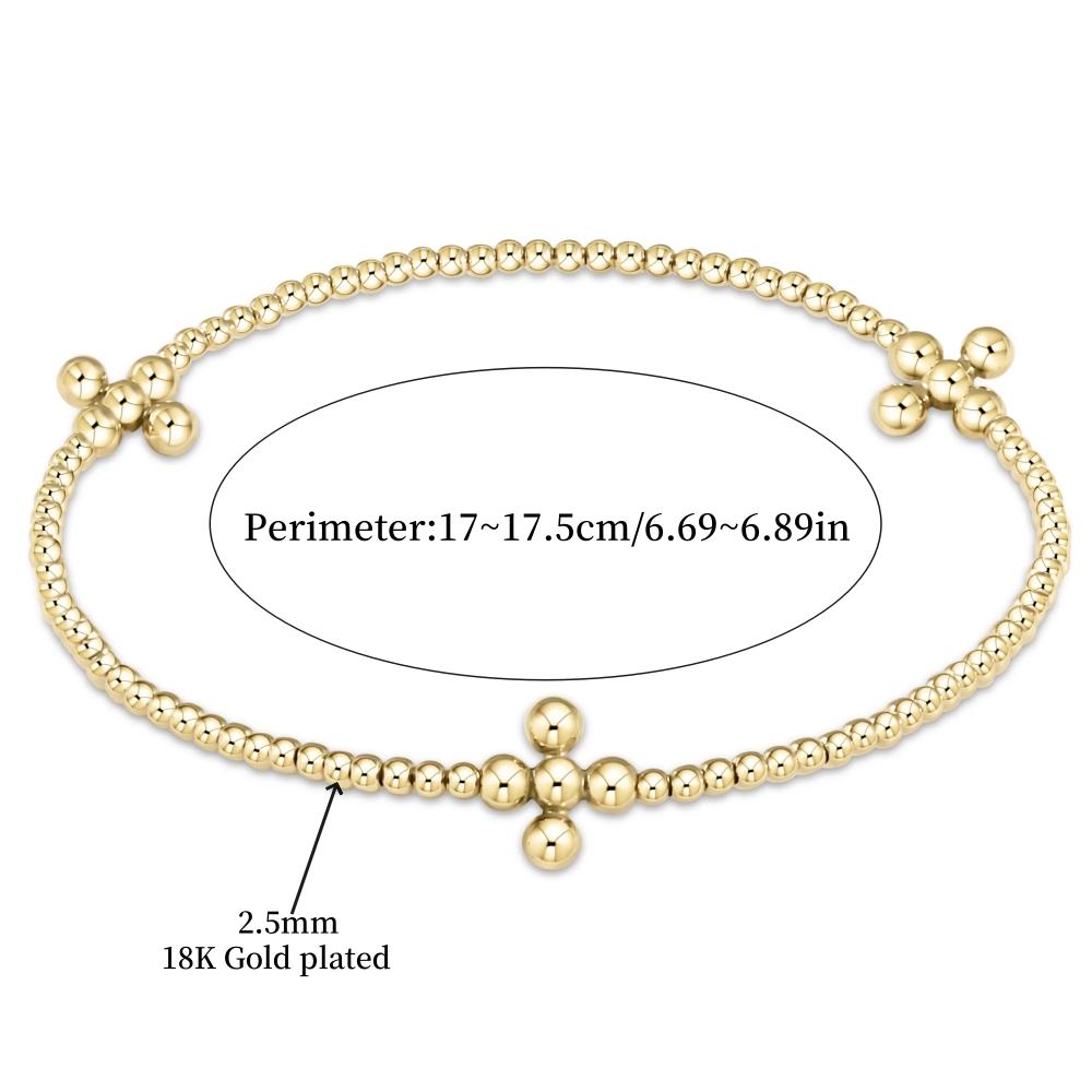 Vlen Cross Bracelet Jewelry Gift Stackable 18K Gold Plated Beads Bracelets for Women Summer Pulseras