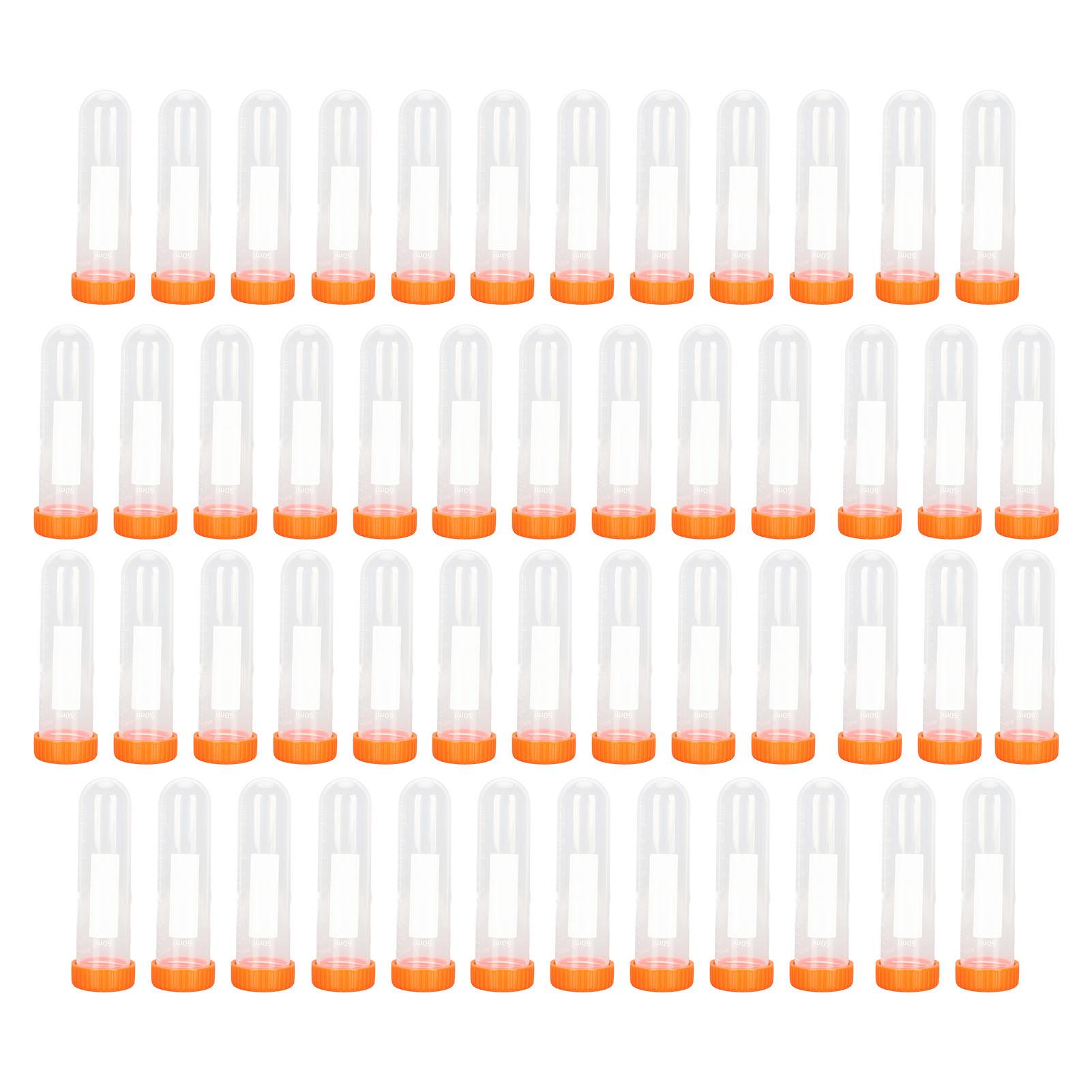 

50Pcs Centrifuge Tubes 50ml Strong Plastic Accurate Scale Screw Lid Plastic Test Tubes for