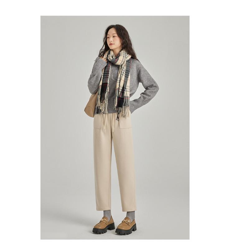 

Шерстяные брюки для женщин на осень и зиму, новые облегающие повседневные шаровары с высокой талией из утолщенного бархата для женщин XL