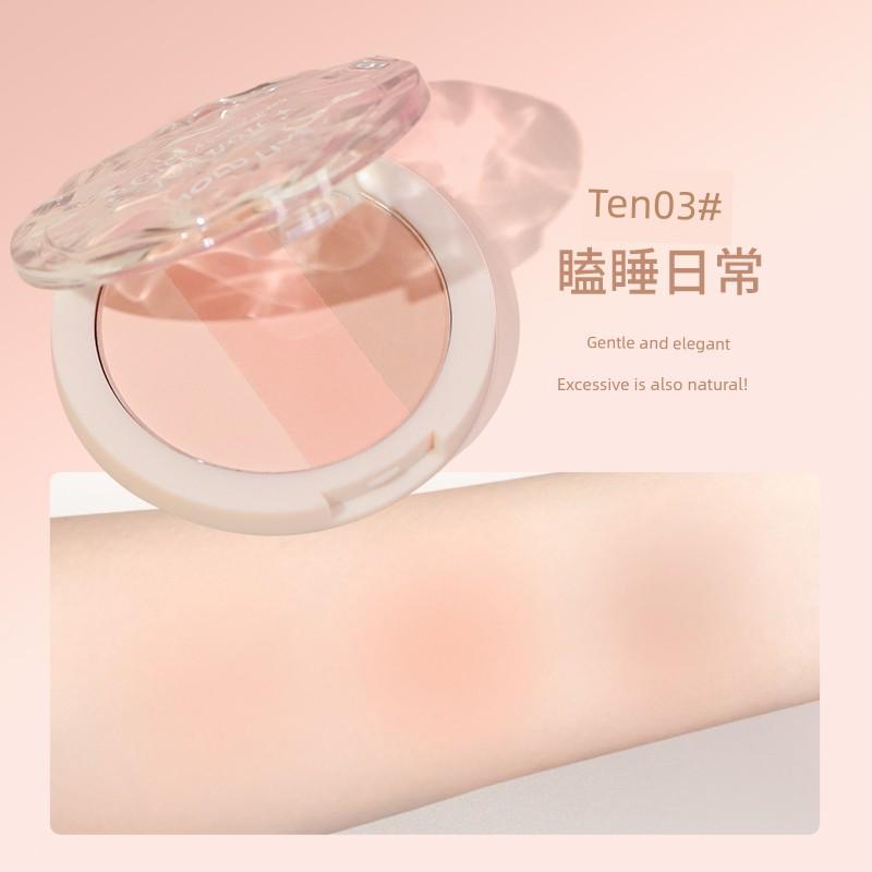 Hold Live Light and Shadow Three-Color Gradient Blush Natural Brightening Expanding Color Blush Purple Contouring for Female Students Daily Use