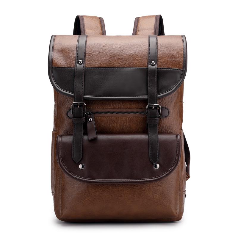 Men's Trendy Retro Backpack, Business Computer Backpack, Travel Large-capacity Waterproof Leather Backpack