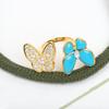High Qulity Classic New 2024 European Famous Brand Luxury Jewelry Rings For Women Zircon Butterfly Turquoise Anniversary Gifts