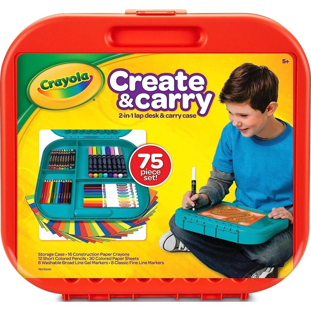 CRAYOLA Create & Carry 2-in-1 Desk & Art Case, 44-Piece Set