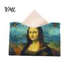Compact Tissue Case Leather Box Cover, Foldable Desktop Organizer, Oil Painting Style Napkin Holder Case, Decorative Paper Dispenser Facial Organizer