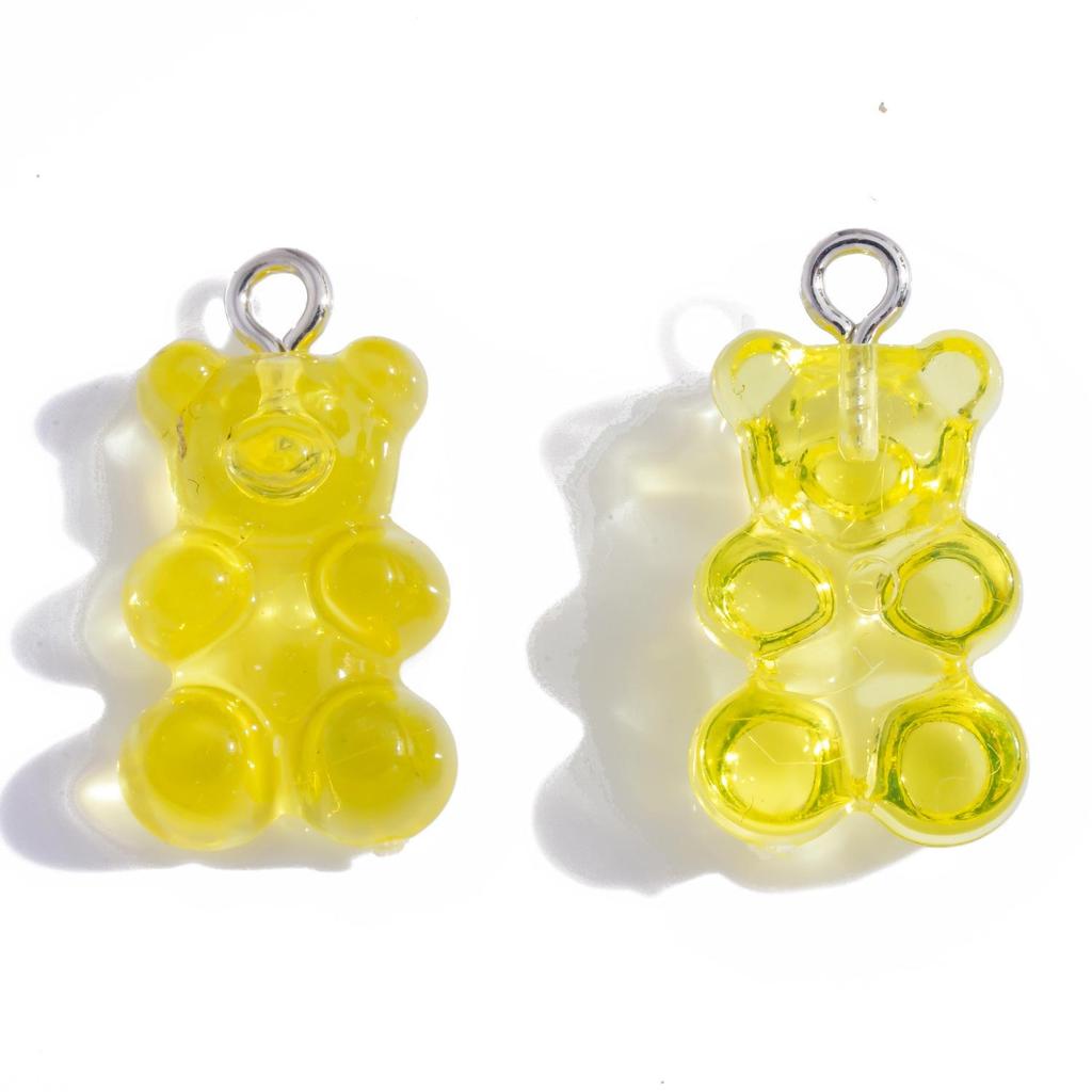 Colorful Transparent Bear Resin Pendant for DIY Jewelry and Keychains