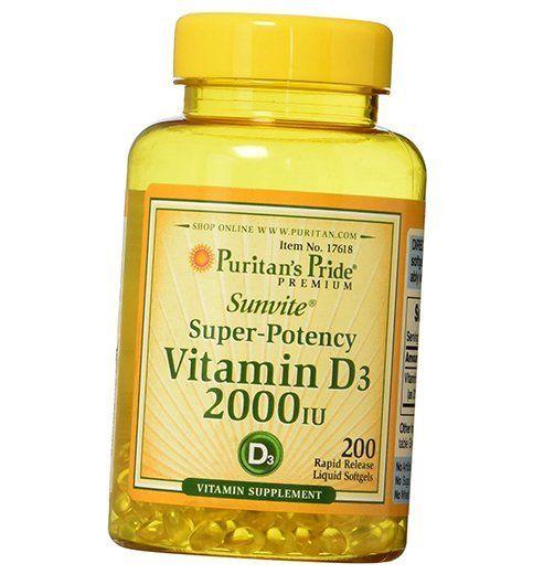 Vitamin D3, Cholecalciferol, Vitamin D3 2000, Puritan's Pride 100 Gelkapseln (36367051)