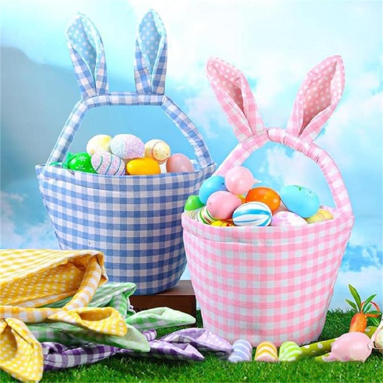 Unique Striped Easters Basket Storage Basket Removable Compartments Portable Easters Rabbits Home Organization