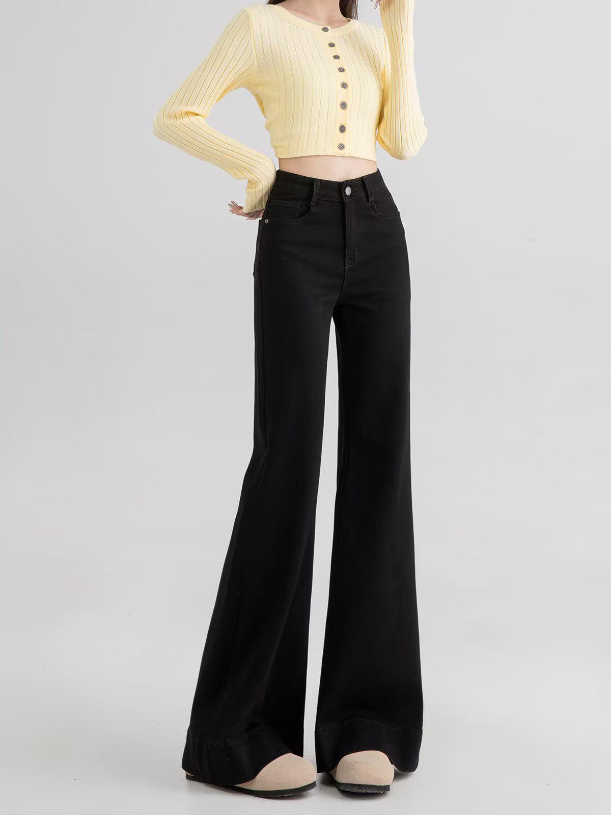

Women s Black 2025 Drape Slimming Floor-Length Flare Jeans 2XL 129-143 lbs